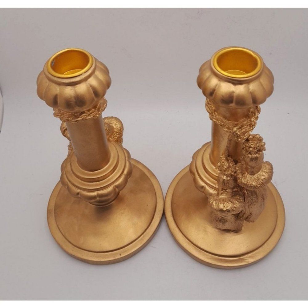 VTG Nancy Jacobsen Wedding Tassel Candles Gold Pair 1996 - Picture 2 of 11
